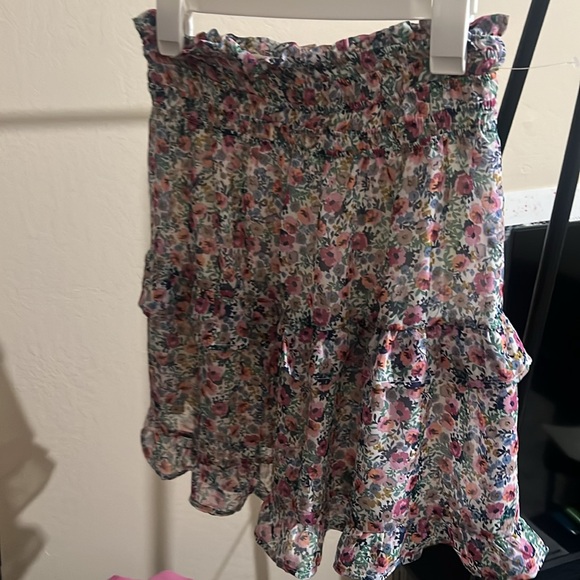 Floral ruffle chiffon short skirt - Picture 2 of 3